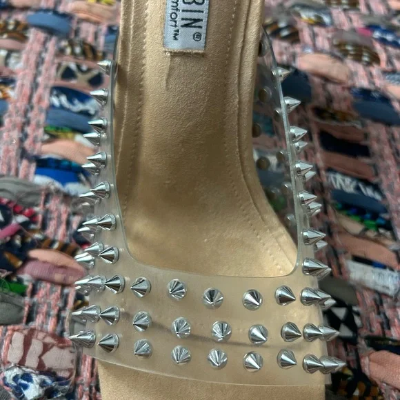 Cape Robbin Tan and Clear Spiked Heels - Picture 6 of 6